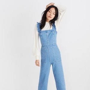NWT Madewell Denim Ruffle-Strap Jumpsuit